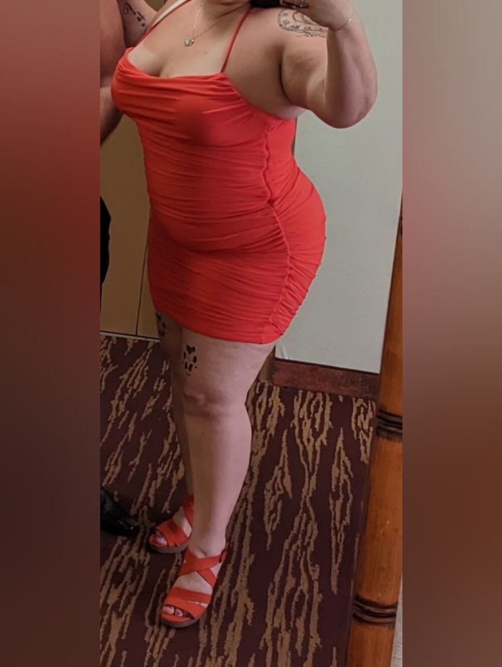 Red Cross-Back Ruched Slip Dress